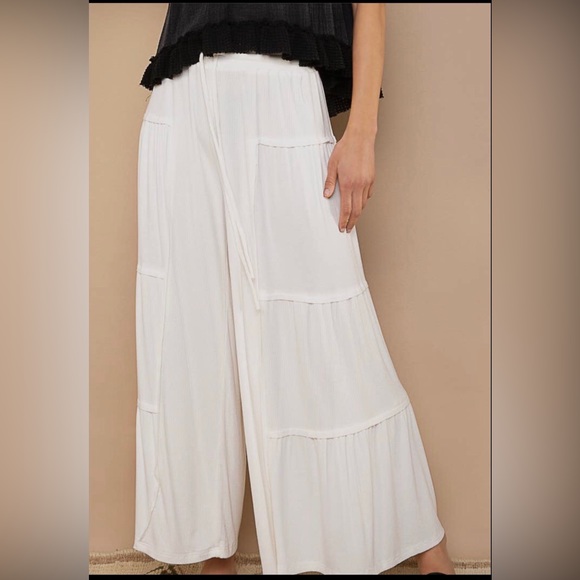 POL White Ribbed Knit Wide Leg Pants | Relaxed Fit - Picture 5 of 5